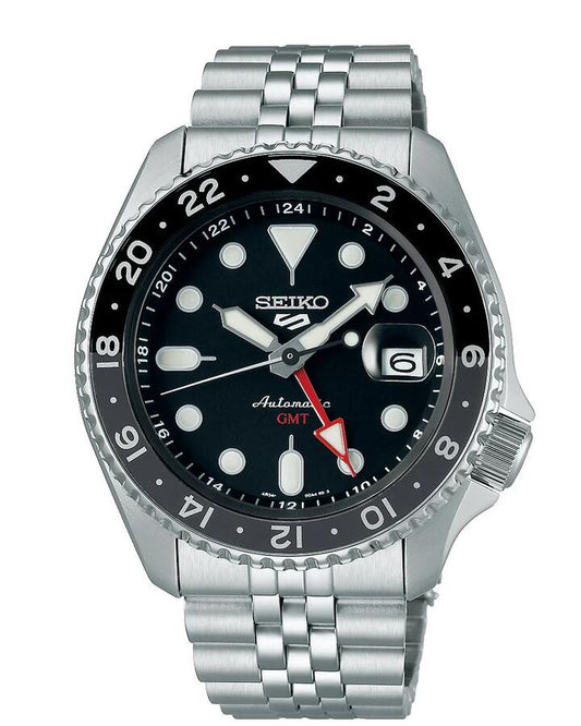 Image of Watches. Productname: Seiko GMT Black and Silver Men's Watch SSK001K in Watch colour by brand - Seiko