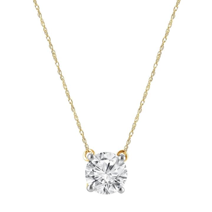 Image of Charms. Product name - Meera 1.00ct Laboratory-Grown Solitaire Diamond Necklace in 9kt Yellow Gold in colour by brand - Bevilles