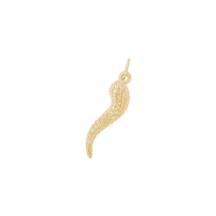 Image of Charms. Product name - Diamond Cut Cornicello Pendant in 9kt Yellow Gold in colour by brand - Bevilles