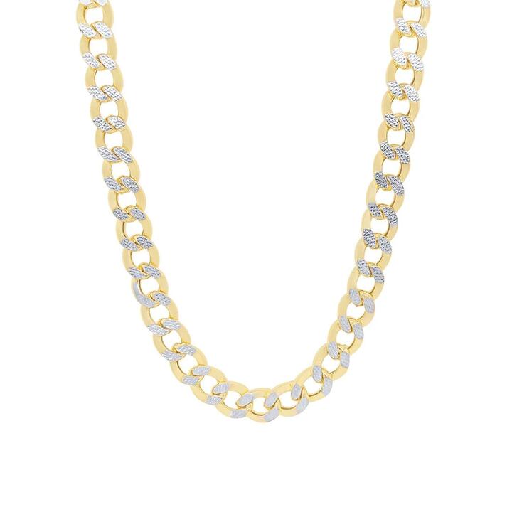 Image of Necklaces. Productname: 9kt Yellow Gold Silver Infused Two Tone Curb Necklace 50cm in Gold colour by brand - Bevilles