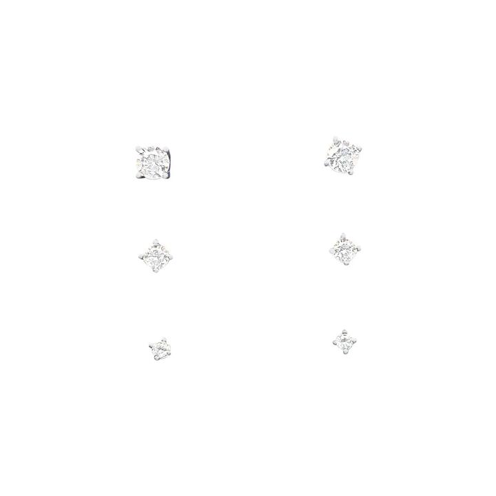 Image of Earrings. Productname: Children's Sterling Silver 3pc Stud Earring Set with Cubic Zirconia in Silver colour by brand - Bevilles