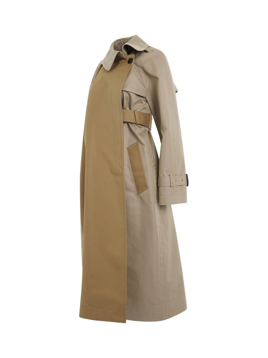 SACAI Panelled Cotton Gabardine Coat (Beige)