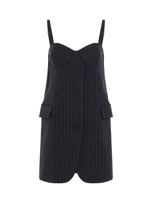 Image of Dresses. Productname: SACAI Chalk Stripe Camisole in NAVY colour by brand - SACAI