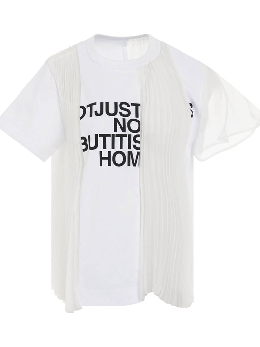 Image of a model wearing Tops. Productname: SACAI Classic Cotton Jersey T-Shirts in White colour by brand - SACAI