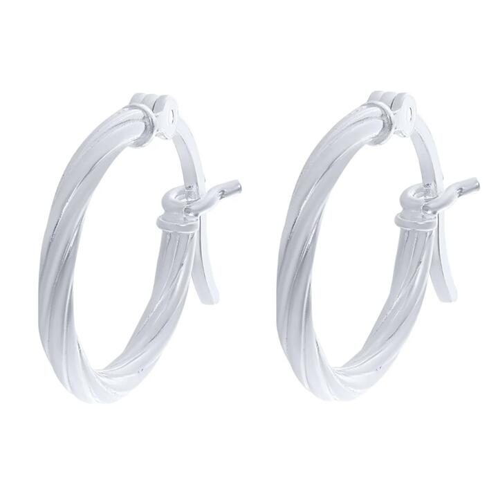 Image of Earrings. Productname: Sterling Silver 15mm Plain Twist Hoop Earrings in Silver colour by brand - Bevilles