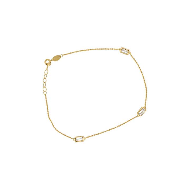Image of Anklets. Productname: 9kt Yellow Gold Silver Infused 25cm Anklet with Cubic Zirconia in Gold colour by brand - Bevilles