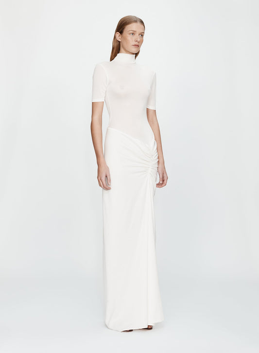 Christopher Esber Fusion Ruched Tee Gown (White)