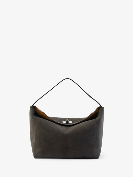 CHRISTOPHER ESBER Turnlock Suede Shoulder Bag (Ash)