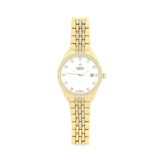 Image of Watches. Productname: Roberto Carati Diana Crystal Gold Face Ladies Watch M1023 BE-V2 in Watch colour by brand - Roberto Carati