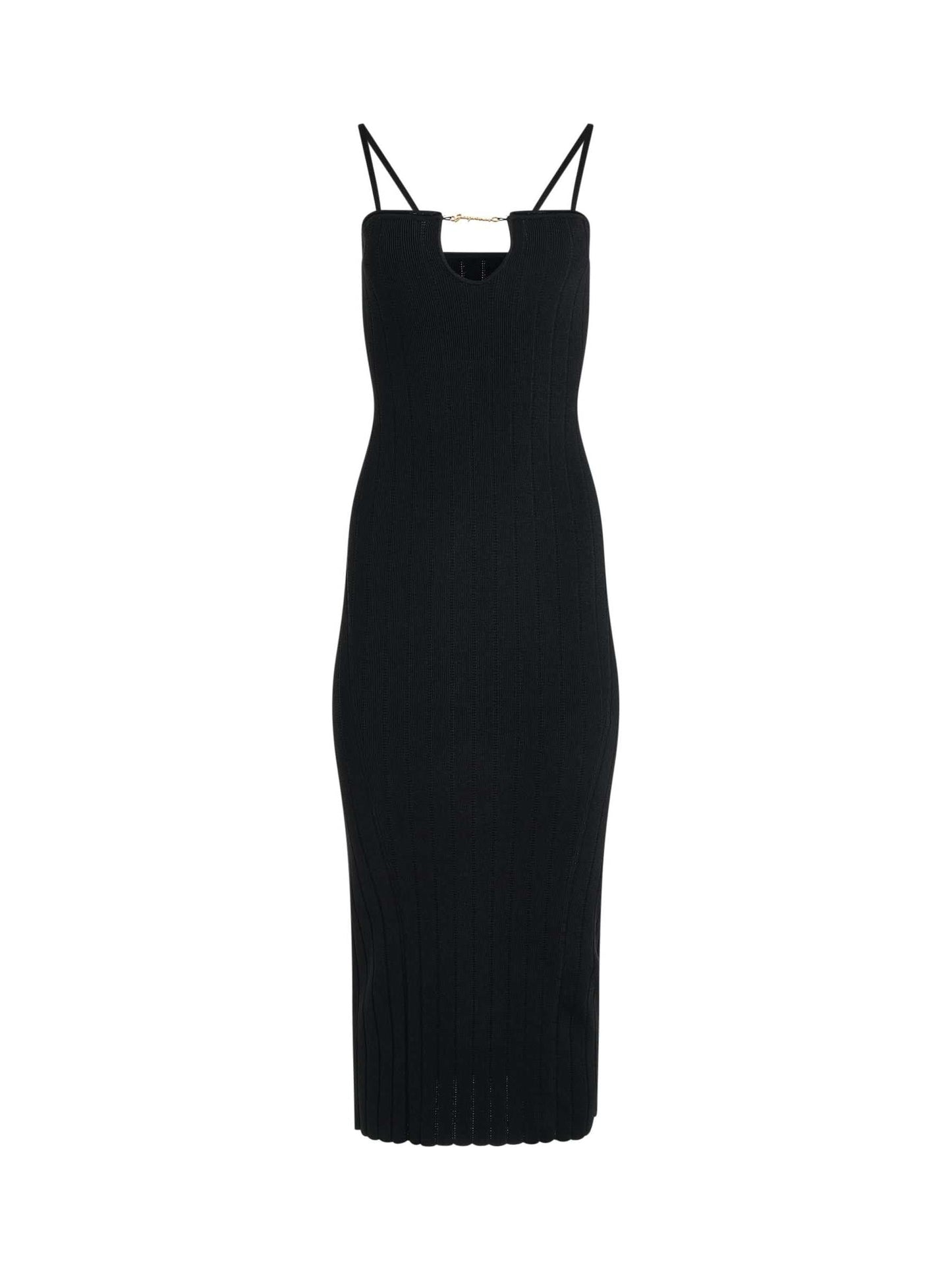Image of a model wearing Dress. Productname: JACQUEMUS Sierra Bretelles Dress in Black colour by brand - JACQUEMUS