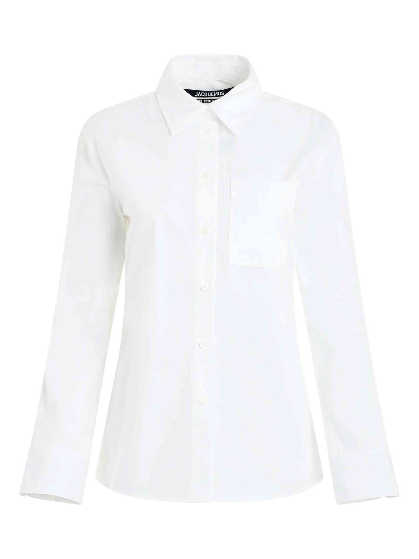 Image of a model wearing Tops. Productname: JACQUEMUS De Costume Shirt in White colour by brand - JACQUEMUS