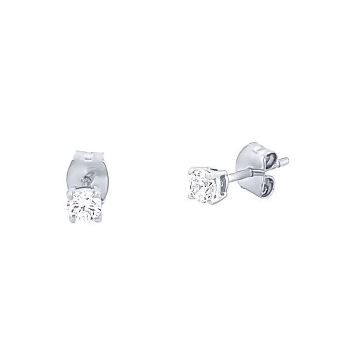 Image of Earrings. Product name - 3mm Claw Set Cubic Zirconia Stud Earrings in 9kt Yellow Gold in colour by brand - Bevilles