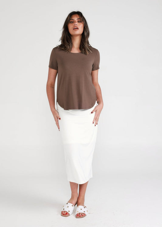 Lou Lou Janis Short Sleeve Bamboo T-Shirt (Chocolate)