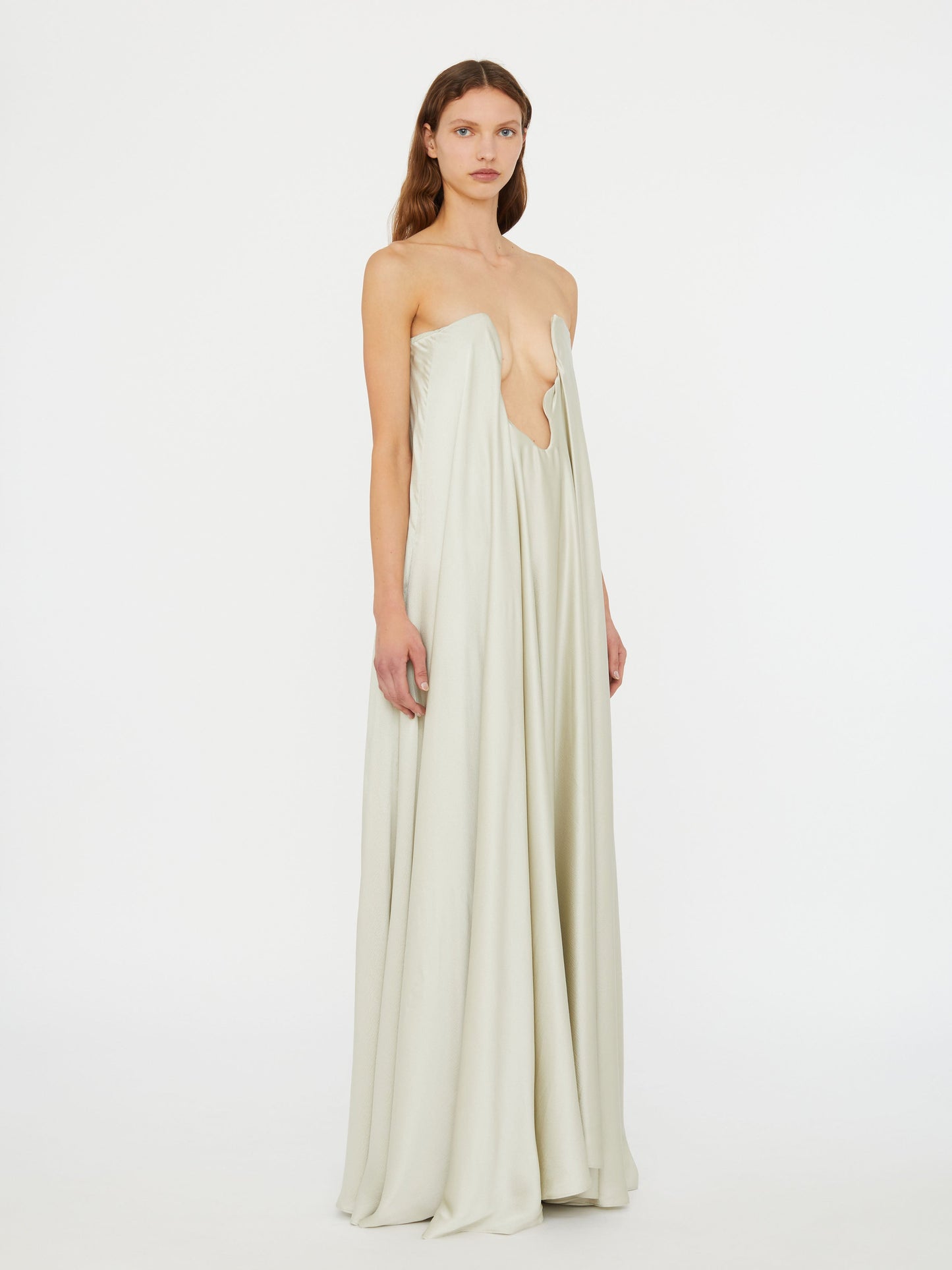 Christopher Esber Textured Silk Salacia Strapless Gown (Putty)