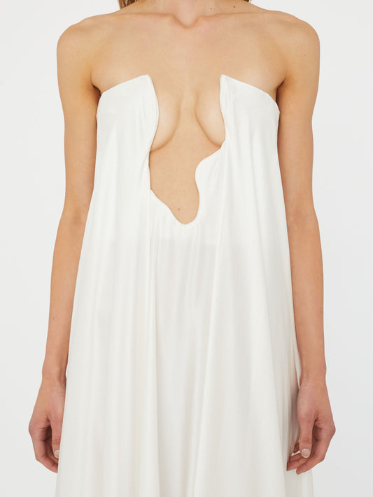 Christopher Esber Textured Silk Salacia Strapless Gown (White)