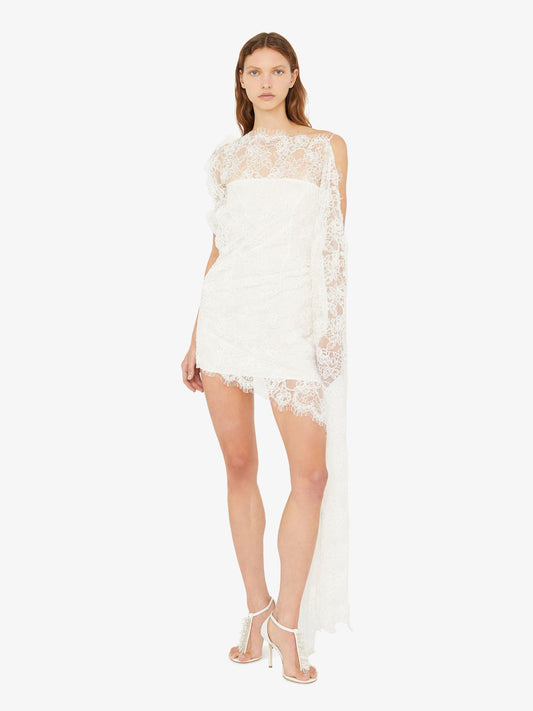 Image of Dresses. Product name - Floating Lace Mini Dress in White colour by brand - Christopher Esber