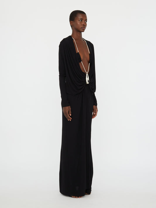 Christopher Esber Lavalliere Draped Jersey Long Sleeve (Dress)