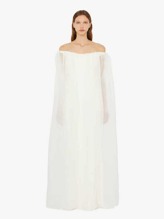 Image of Dresses. Product name - Vapour Overlay Silk Gown in White colour by brand - Christopher Esber