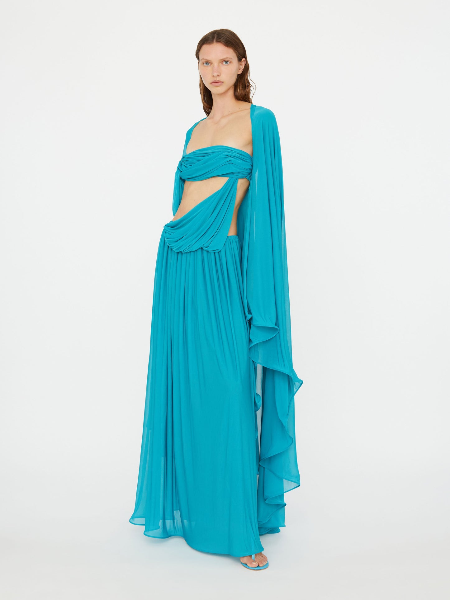 Christopher Esber Gyre Suspended Stream Jersey Dress (Teal)