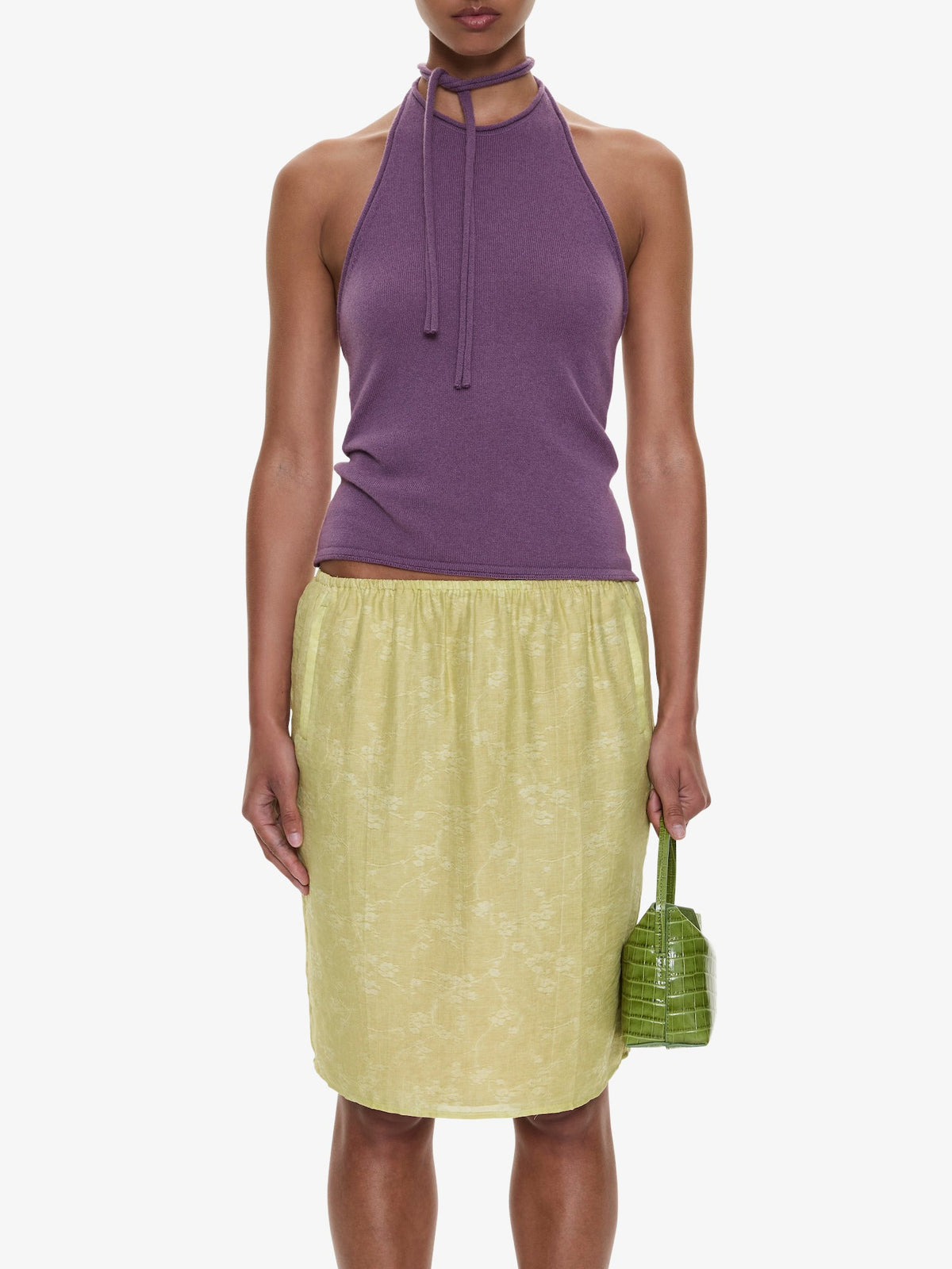 CHRISTOPHER ESBER Light Leak Jacquard Slip Skirt (Chartreuse)