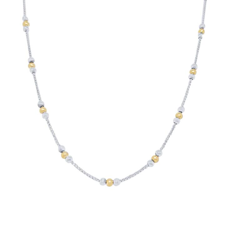 Image of Necklaces. Productname: 45cm Two Tone Ball Station Necklace in Sterling Silver in Silver colour by brand - Bevilles