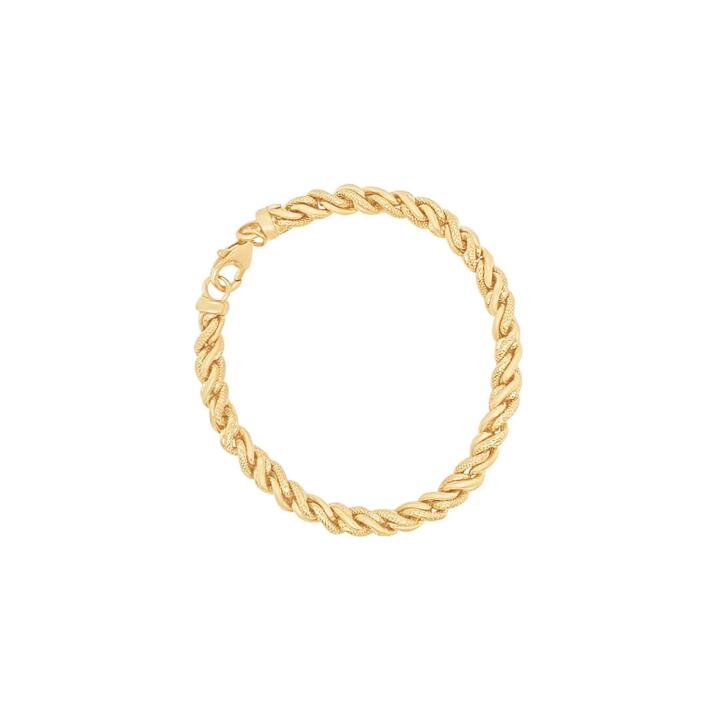 Image of Bracelets. Productname: 9kt Yellow Gold Silver Infused 19cm Diamond Cut Twist Bracelet in Gold colour by brand - Bevilles