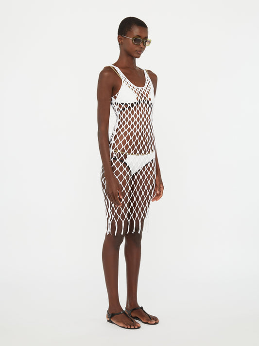 Christopher Esber Knitted Mesh Tank Dress (White)