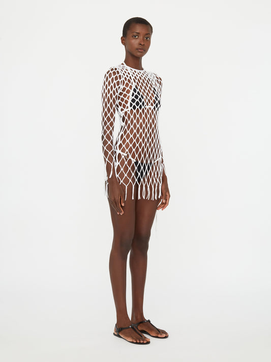 Christopher Esber Knitted Mesh Mini Dress (White)