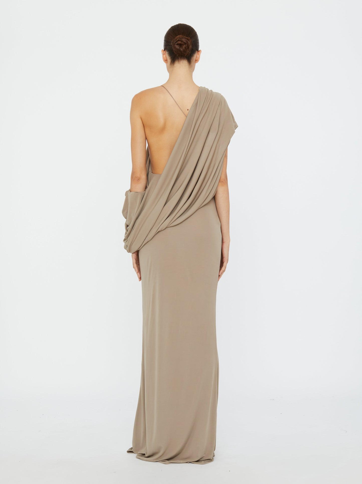 Christopher Esber Aiba Draped Jersey Tee Dress (Clay)