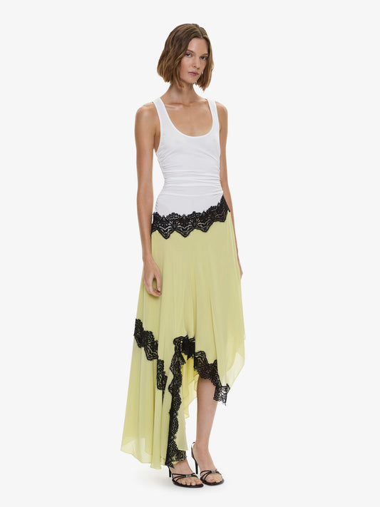 CHRISTOPHER ESBER Cutaway Lace Gathered Tank Dress (Multi)
