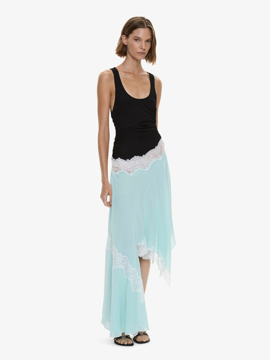 Christopher Esber Cutaway Lace Gathered Tank Dress (Multi)