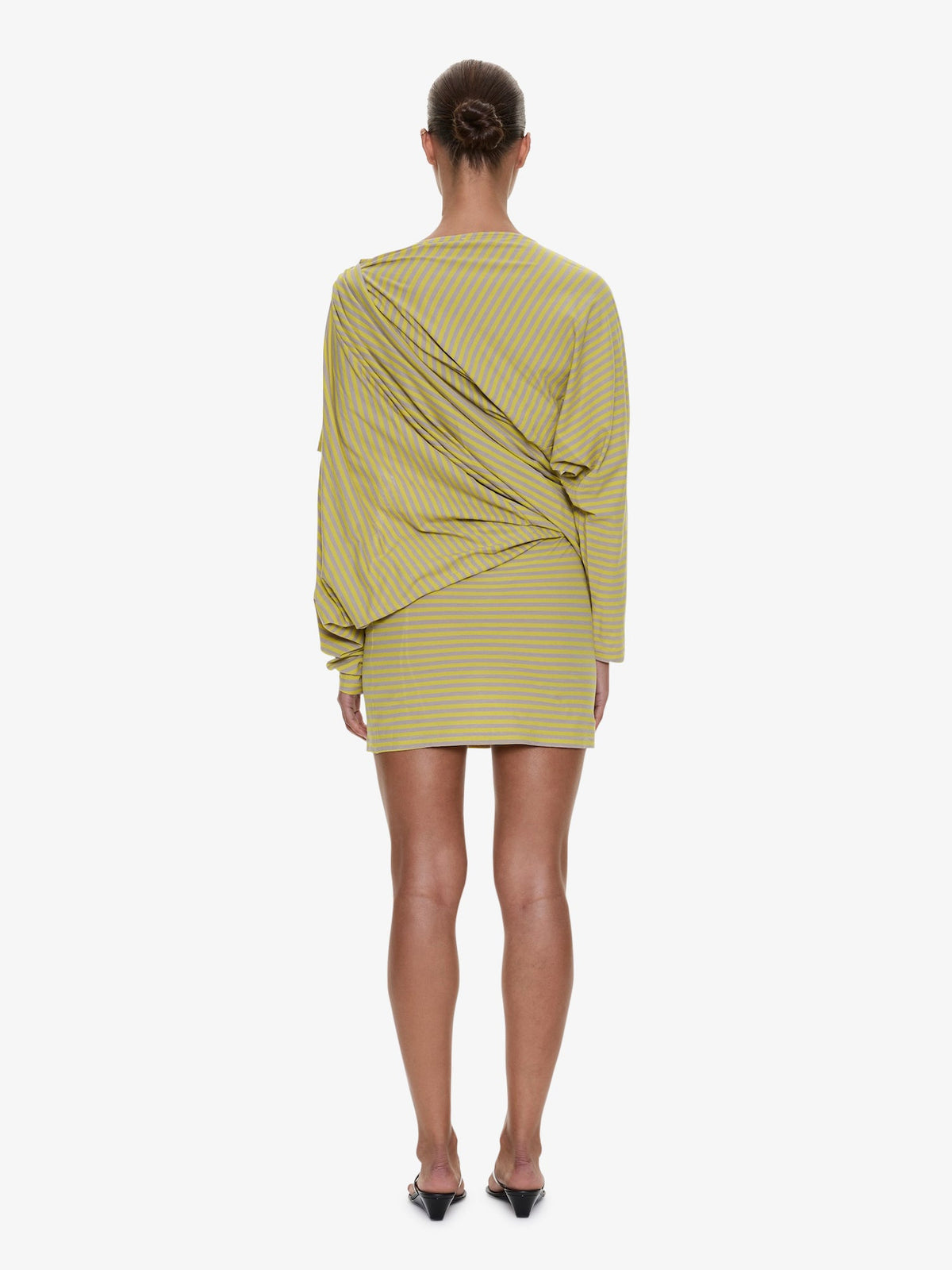 CHRISTOPHER ESBER Aiba Draped Cotton Jersey Long Sleeve Dress (Stripe)
