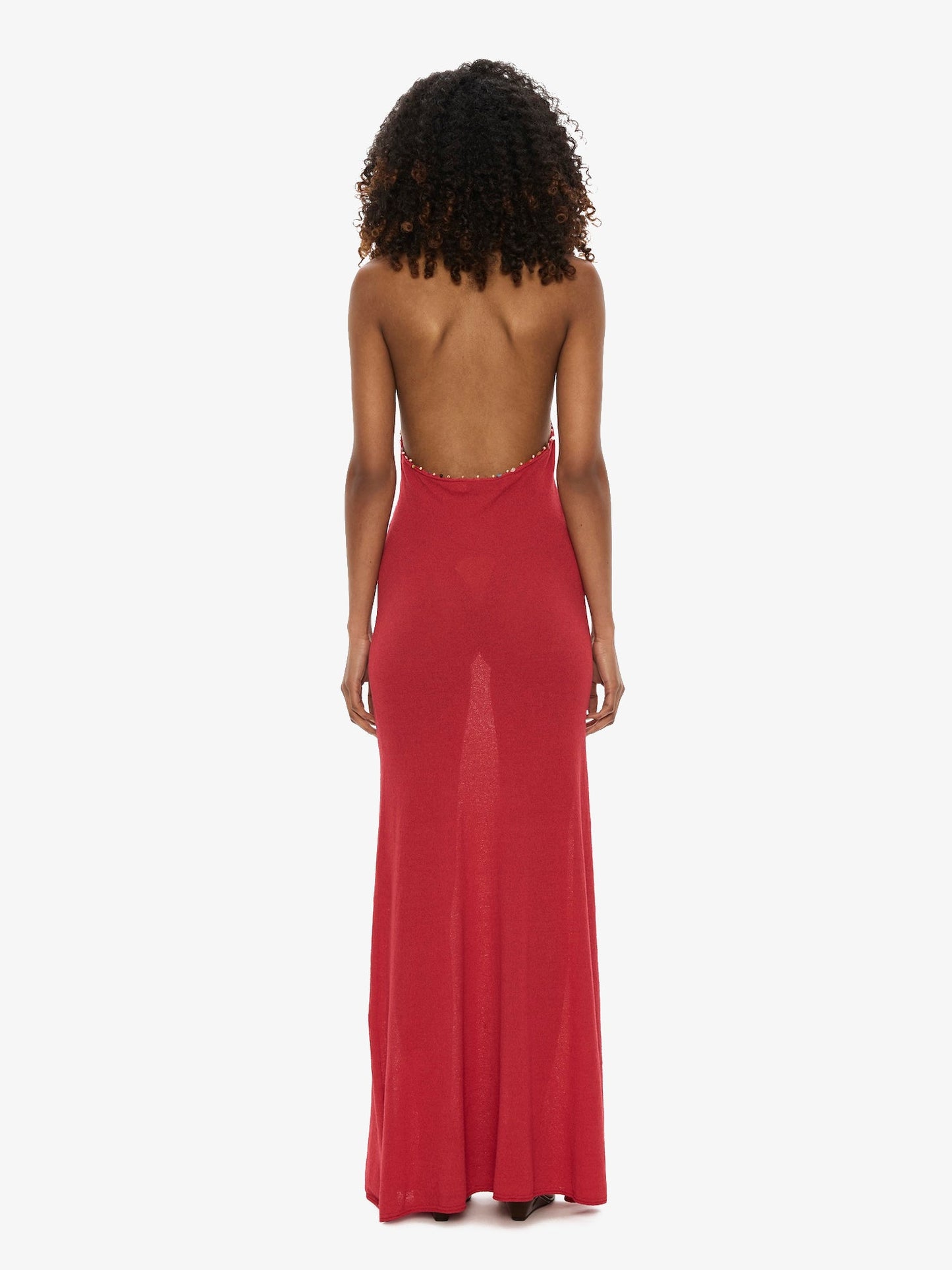 CHRISTOPHER ESBER Beach Quartz Halter Dress (Red)