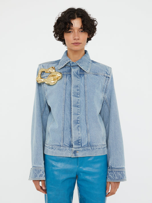 Christopher Esber Sculptured Corsage Denim Jacket (Indigo)