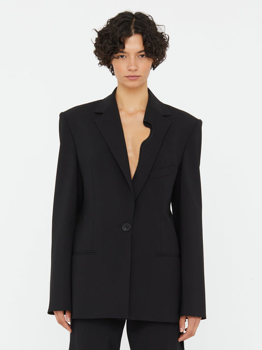 Christopher Esber Bitten Wool Blazer (Black)