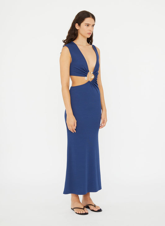 CHRISTOPHER ESBER Spiral Crystal Cutaway Dress (Indigo)