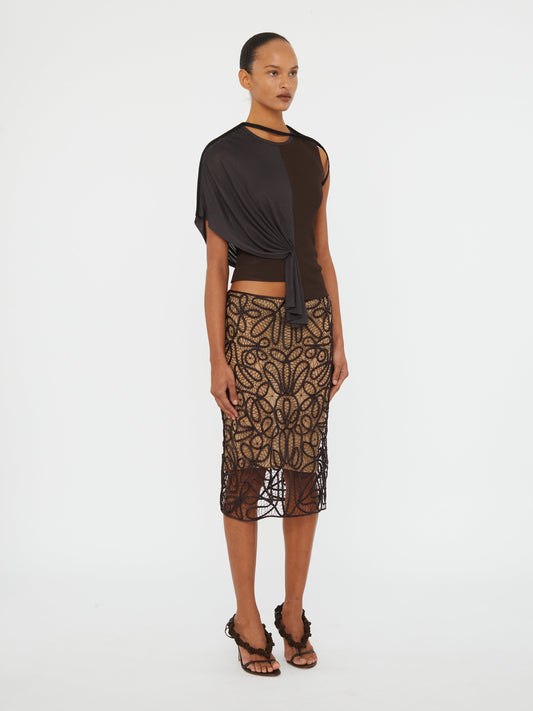 CHRISTOPHER ESBER Meander Lace Skirt (Espresso)