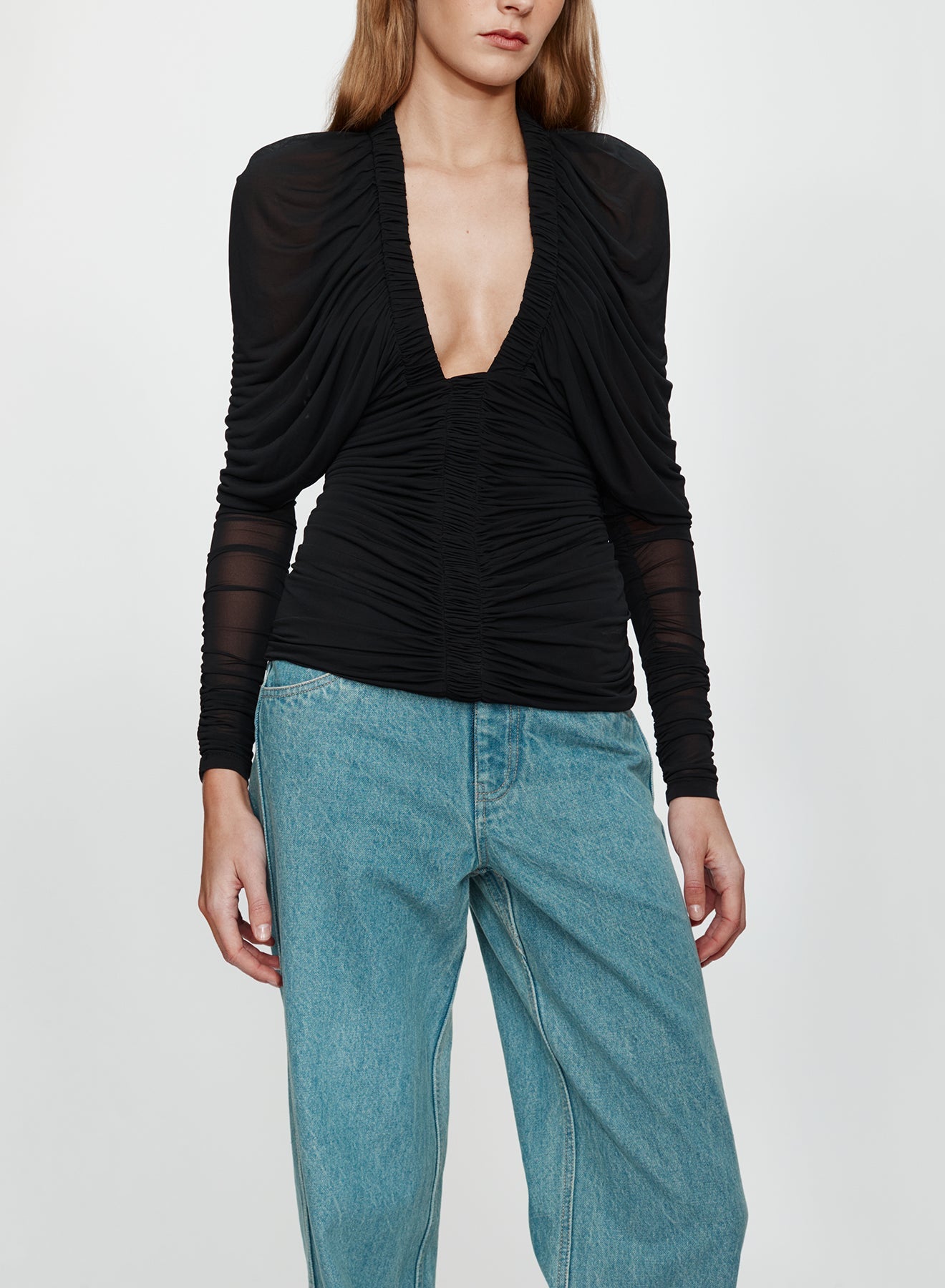 CHRISTOPHER ESBER Orion Long Sleeve Plunge Top (Black)