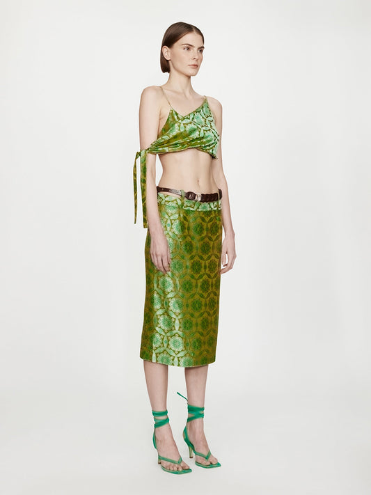 CHRISTOPHER ESBER Palmira Leather Belted Midi Skirt (Print)