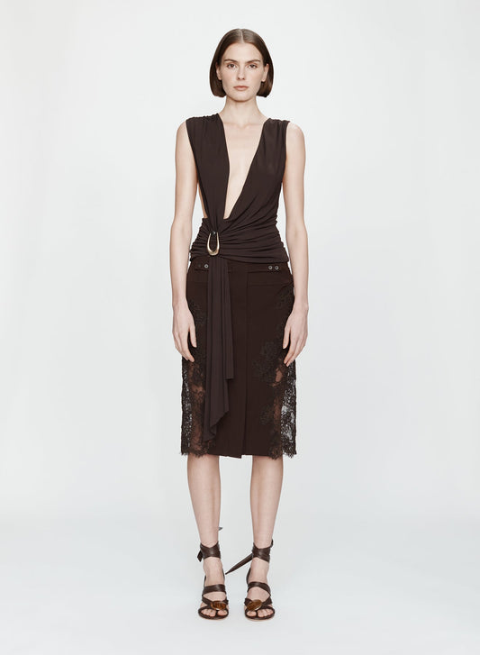 CHRISTOPHER ESBER Stone Pin Scarf Drape Top (Umber)