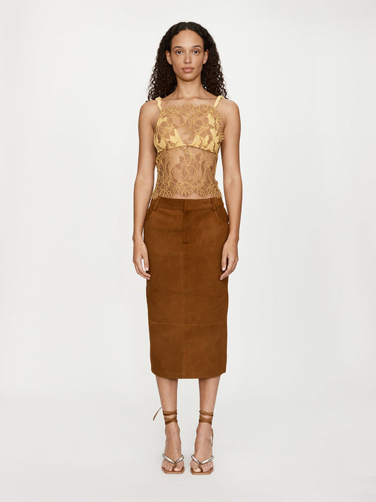 CHRISTOPHER ESBER Aluna Lace Draped Silk Cami (Zest)