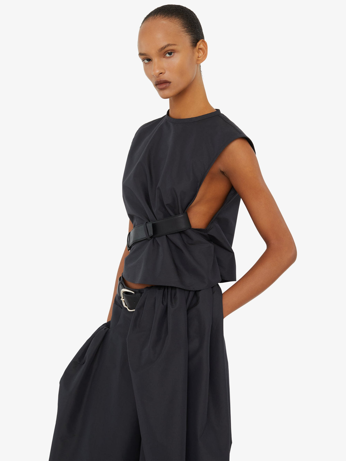 CHRISTOPHER ESBER Locus Belted Taffeta Tank (Carbon)