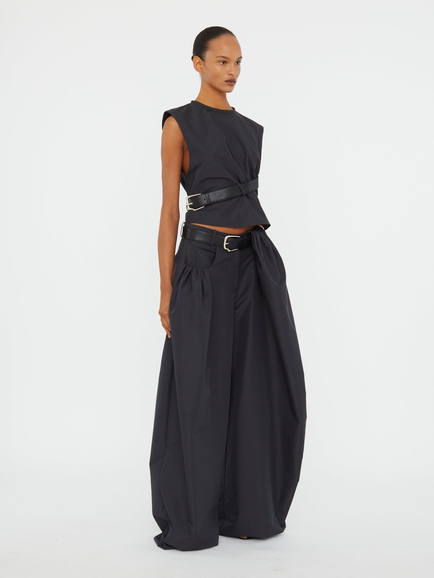 CHRISTOPHER ESBER Locus Belted Taffeta Tank (Carbon)