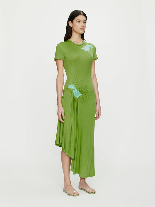 CHRISTOPHER ESBER Delphin Lace Rib Tee Dress (Cyan)