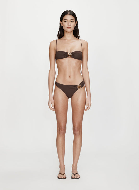 CHRISTOPHER ESBER Mineral Stone Ruched Bikini Top (Umber)
