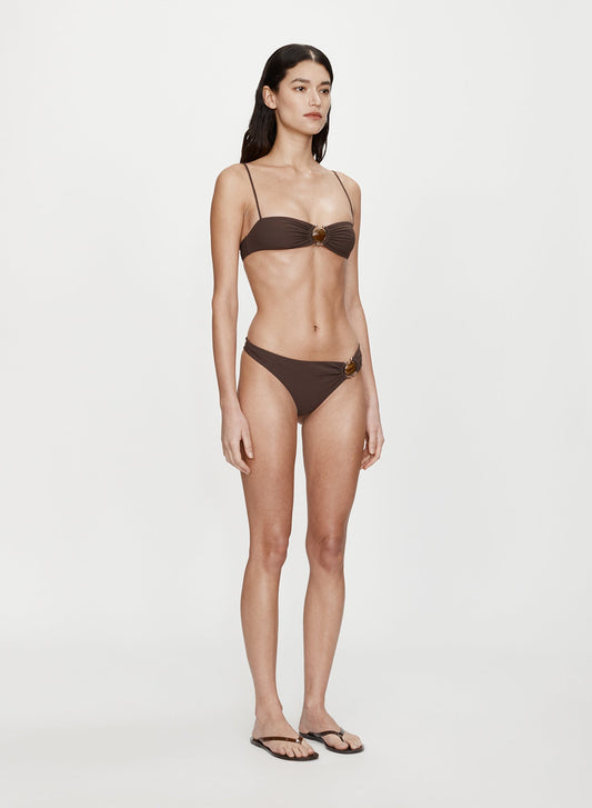 CHRISTOPHER ESBER Mineral Stone Side Ruched High Brief (Umber)