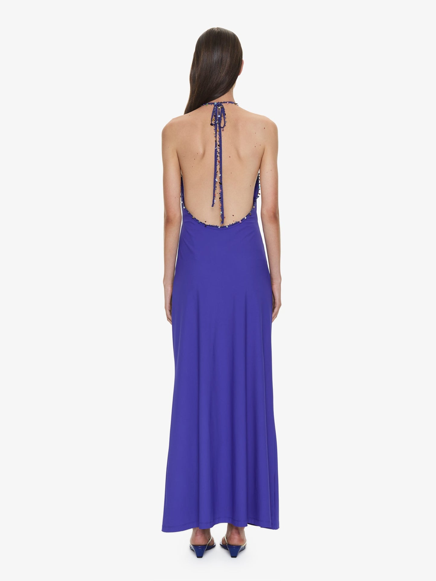 CHRISTOPHER ESBER Beach Quartz Halter Lycra Dress (Indigo)