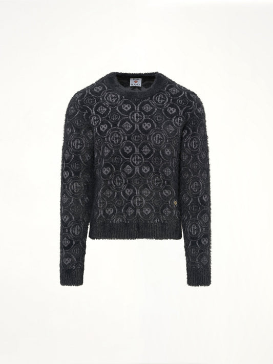 CASABLANCA Fluffy Monogram Knit Sweater (Grey)
