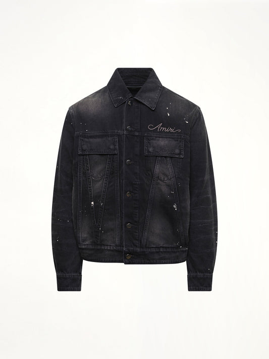 AMIRI Bleach Bandana Denim Jacket (Faded Black)