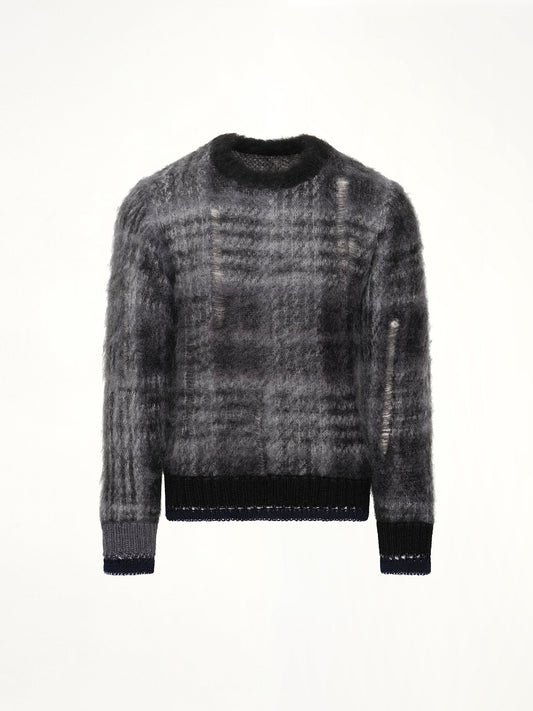 SACAI Plaid Mohair Knit Pullover (Black)